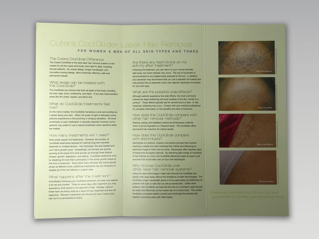 Cutera CoolGlide Laser Cool Glide Nd YAG 1064 Hair Removal Patient Brochures