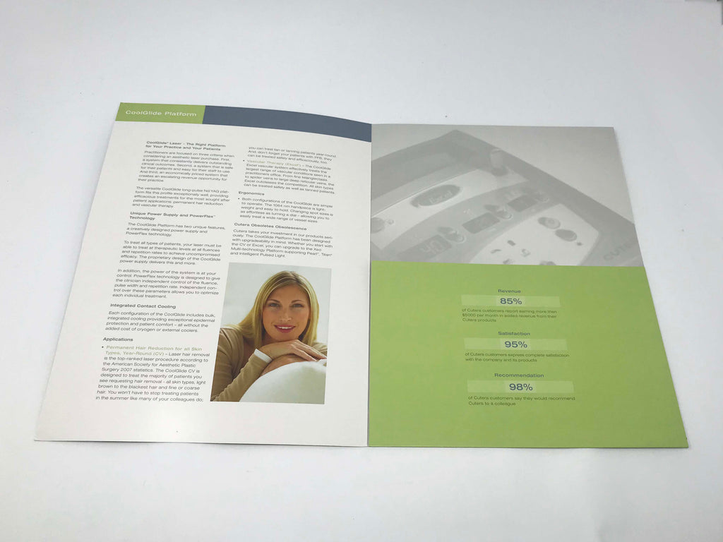 Cutera Excel CoolGlide Platform Marketing Sales Literature Folder Brochure 18ct