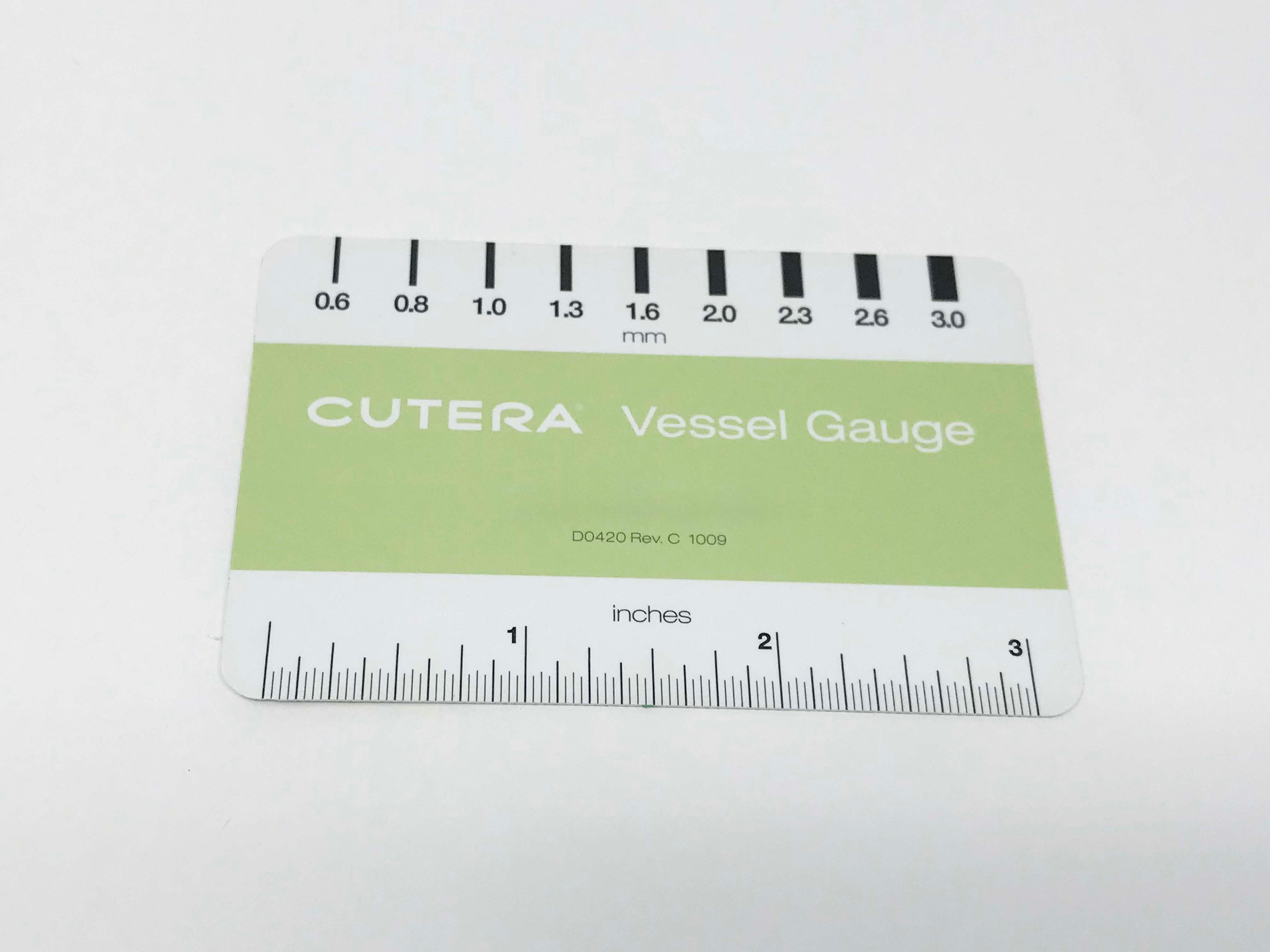 Cutera Excel V XEO CoolGlide Vascular Vessel Vein Gauge Card D0420 Small
