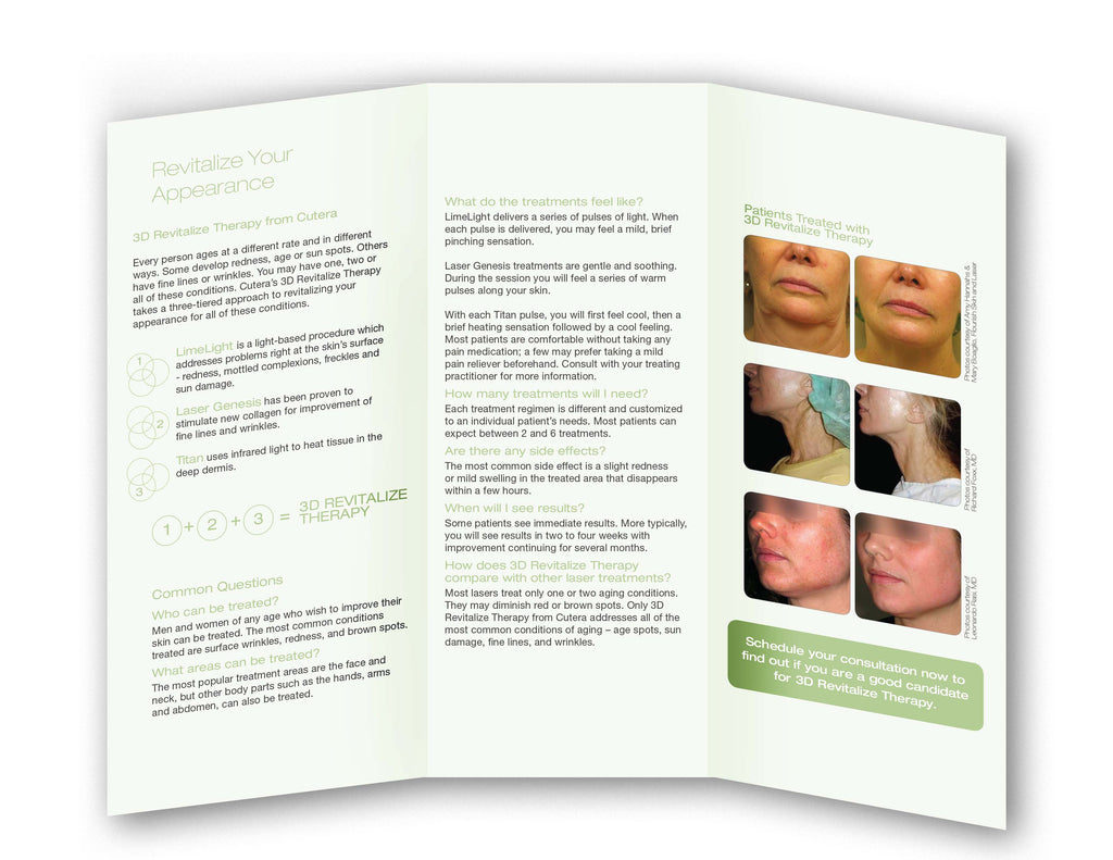 Cutera Laser Genesis Limelight Titan 3D Revitalize Therapy Patient Brochure 25pk