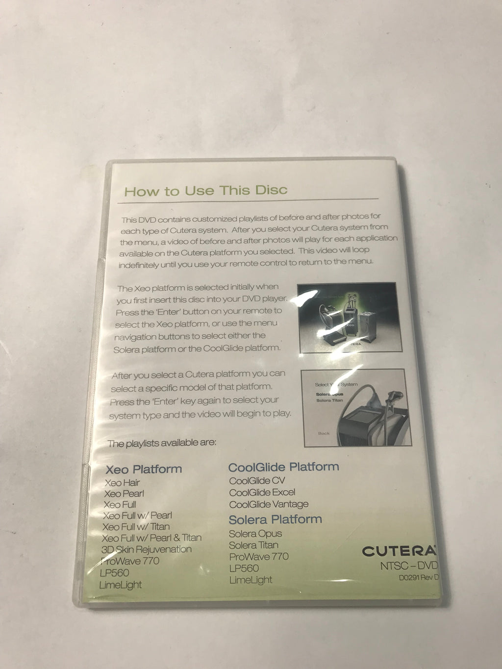 Cutera Lasers Xeo Solera CoolGlide Before & After Photo Patient Presentation DVD