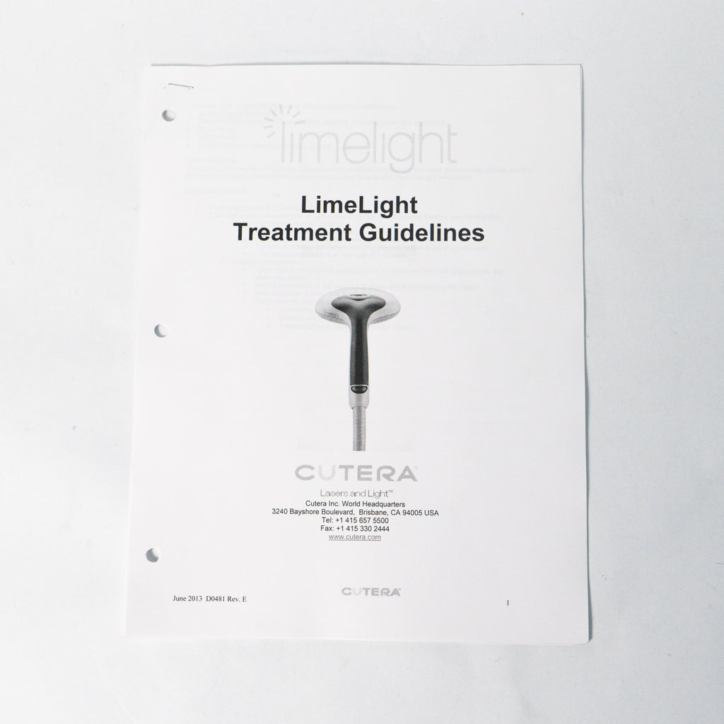 Cutera LimeLight Treatment Guidelines Manual D0481 (June 2013) 9 Pages