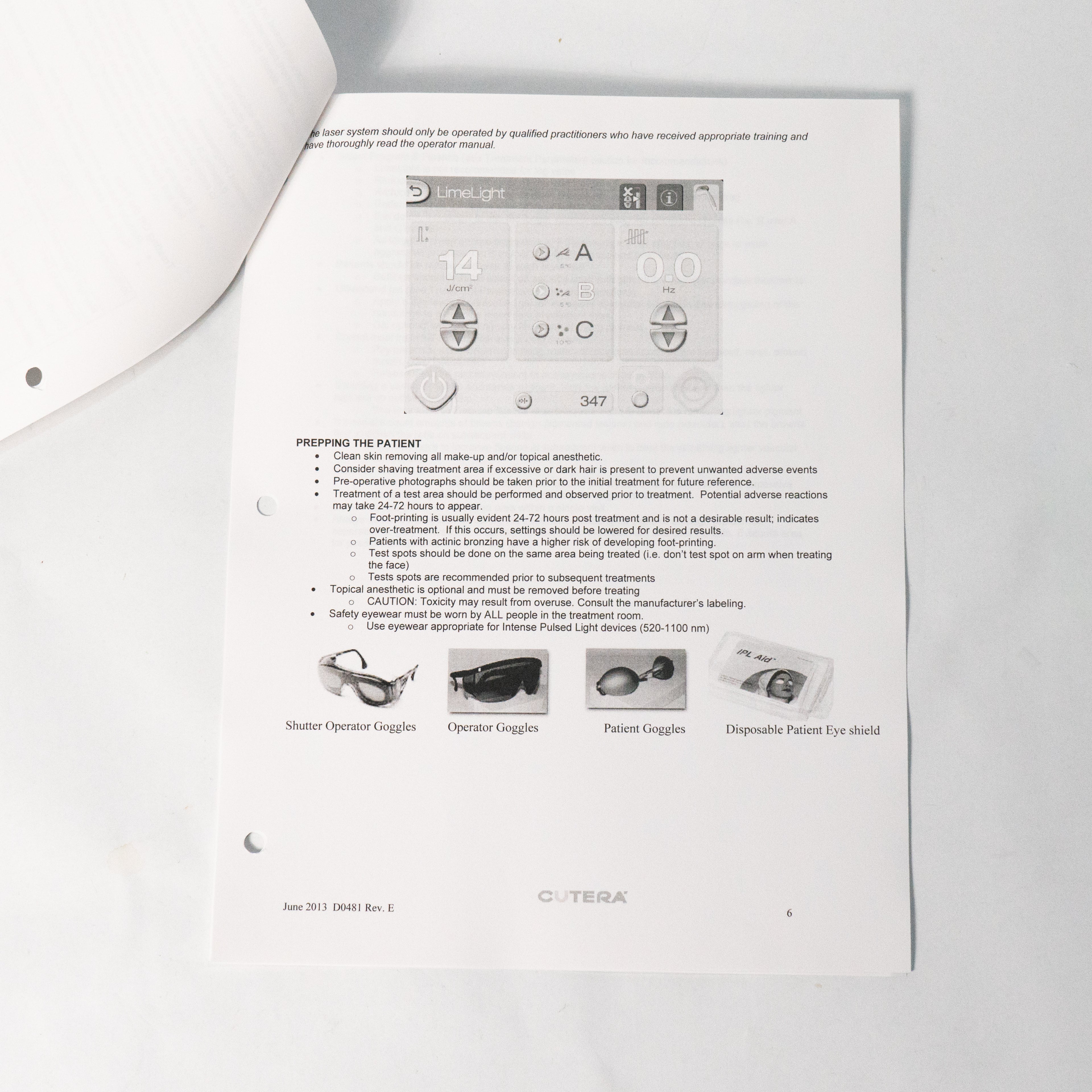 Cutera LimeLight Treatment Guidelines Manual D0481 (June 2013) 9 Pages