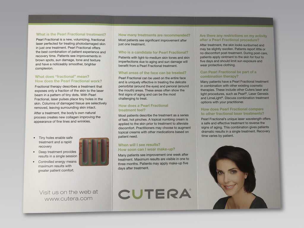 Cutera Pearl Fractional Laser Wrinkle Resurfacing Treatment Patient Brochures