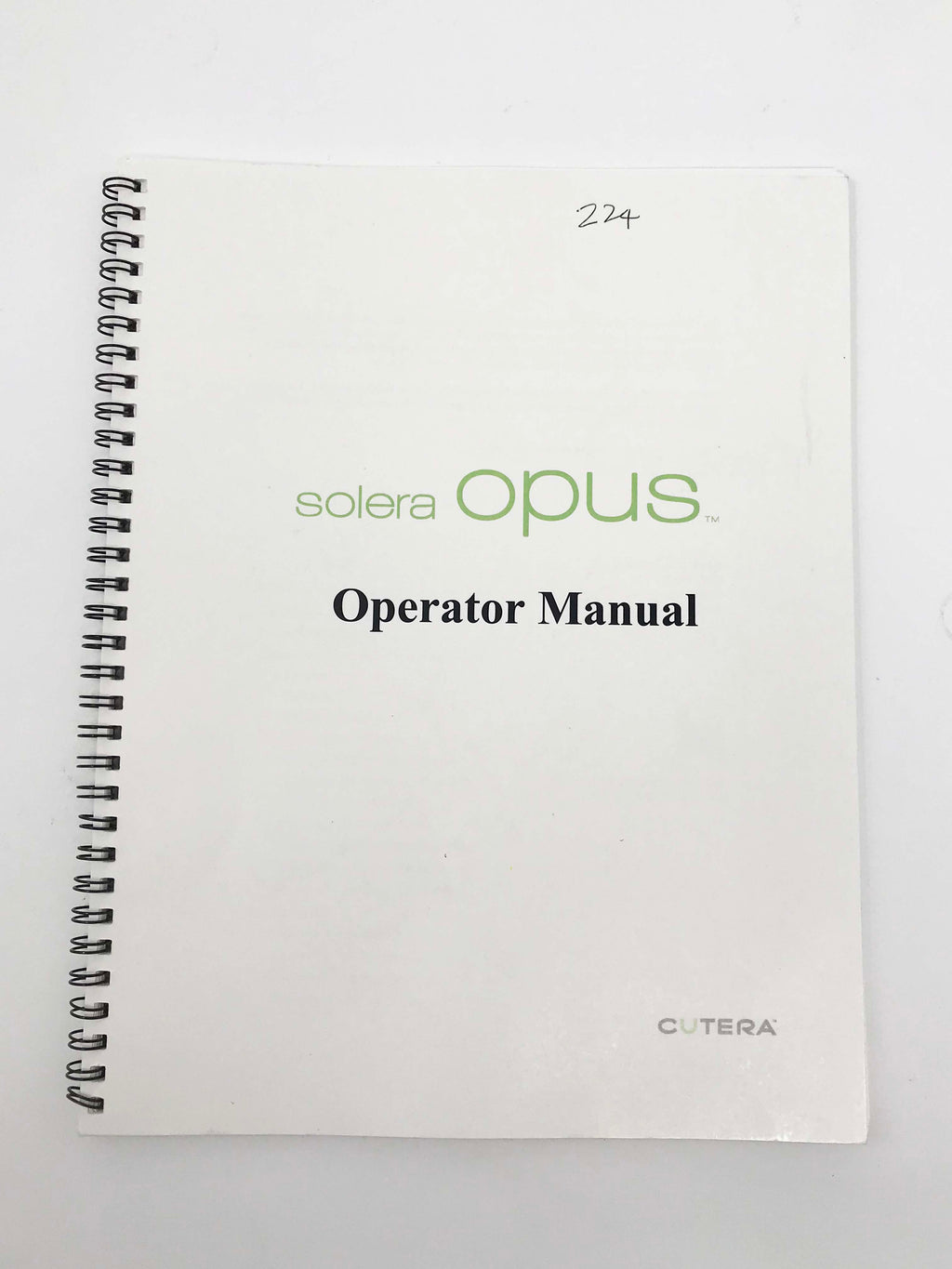 Cutera Solera Opus Aesthetic Energy IPL Platform Console Operators Manual 2011