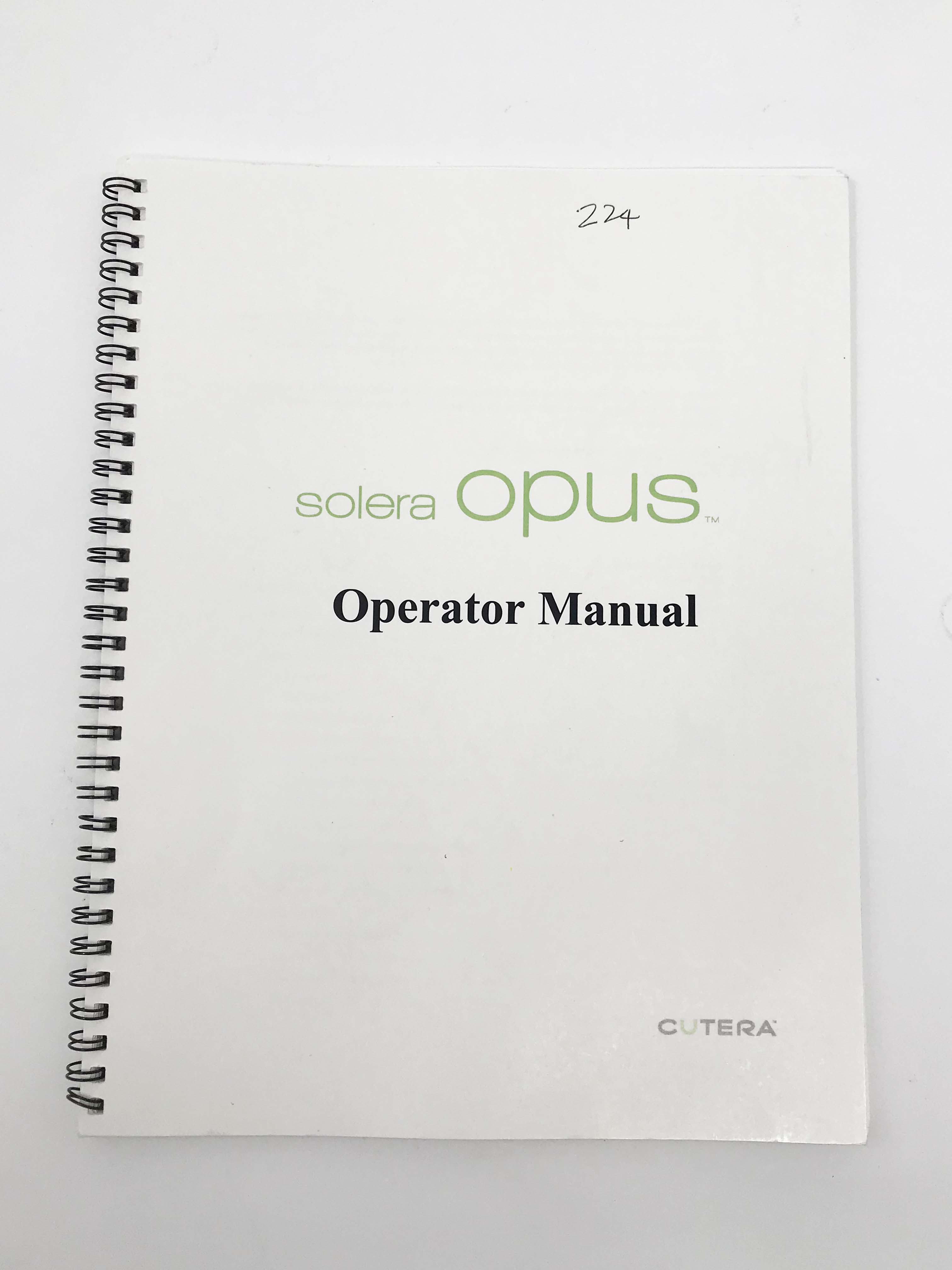 Cutera Solera Opus Aesthetic Energy IPL Platform Console Operators Manual 2011