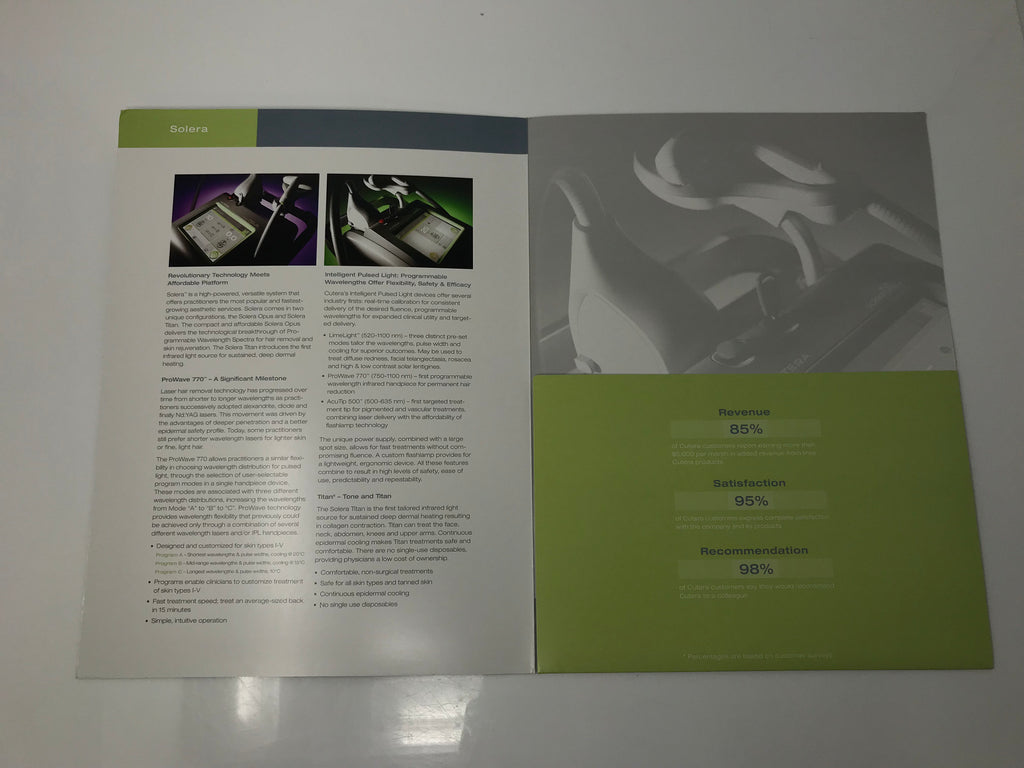 CUTERA Solera Opus Titan Aesthetic Sales Marketing Laser Platform Info Booklet