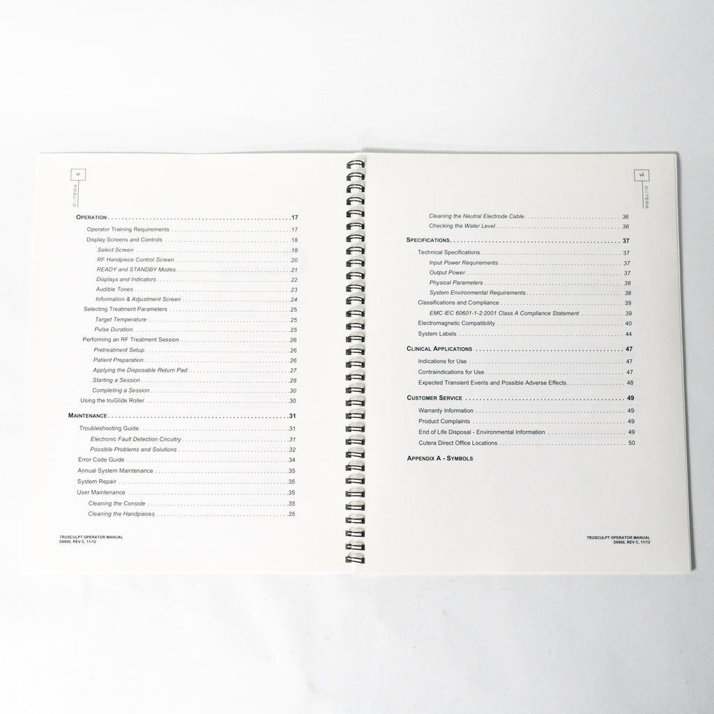 Cutera TRUSCULPT OPERATOR MANUAL D0800, Rev C (11/12) Tru Sculpt