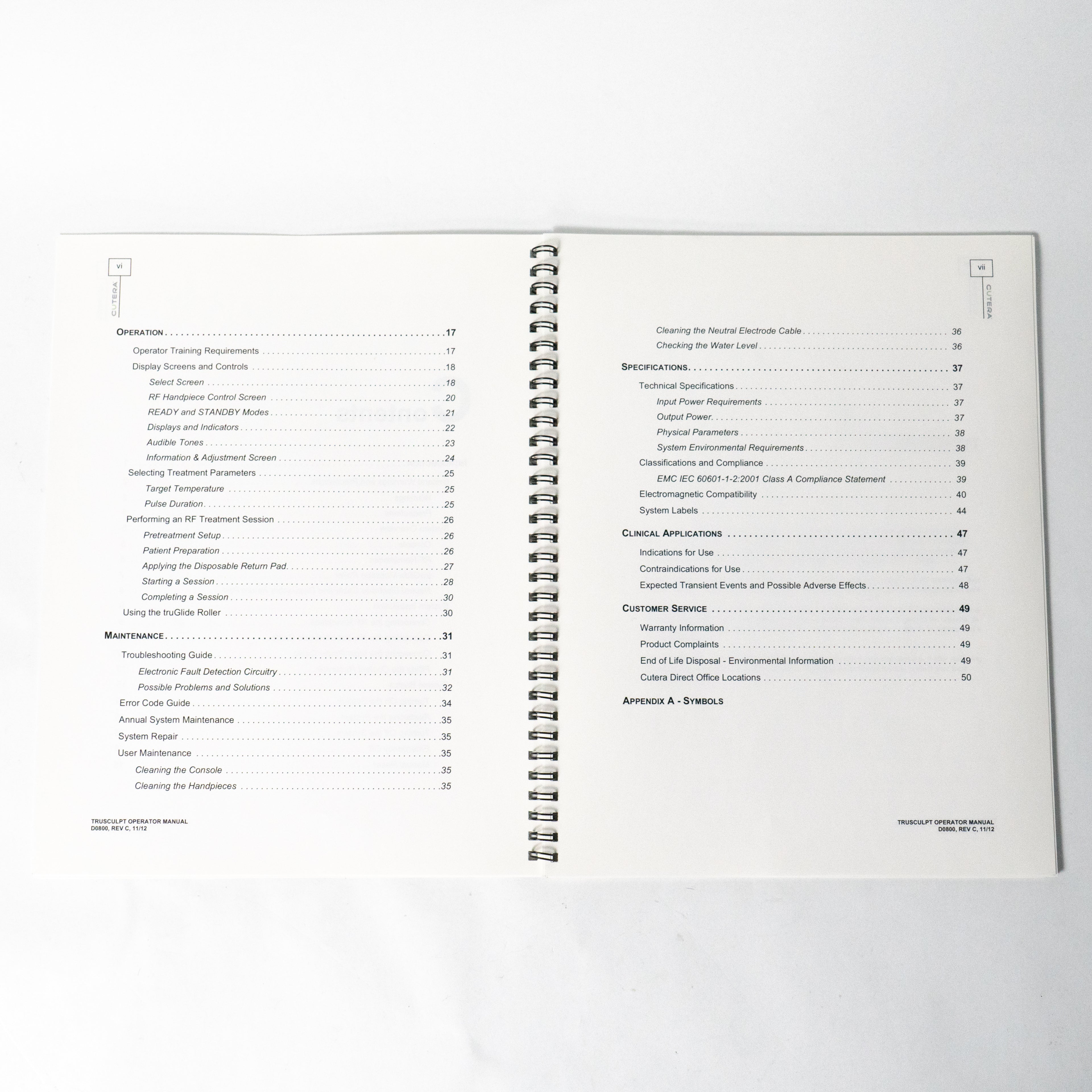 Cutera TRUSCULPT OPERATOR MANUAL D0800, Rev C (11/12) Tru Sculpt