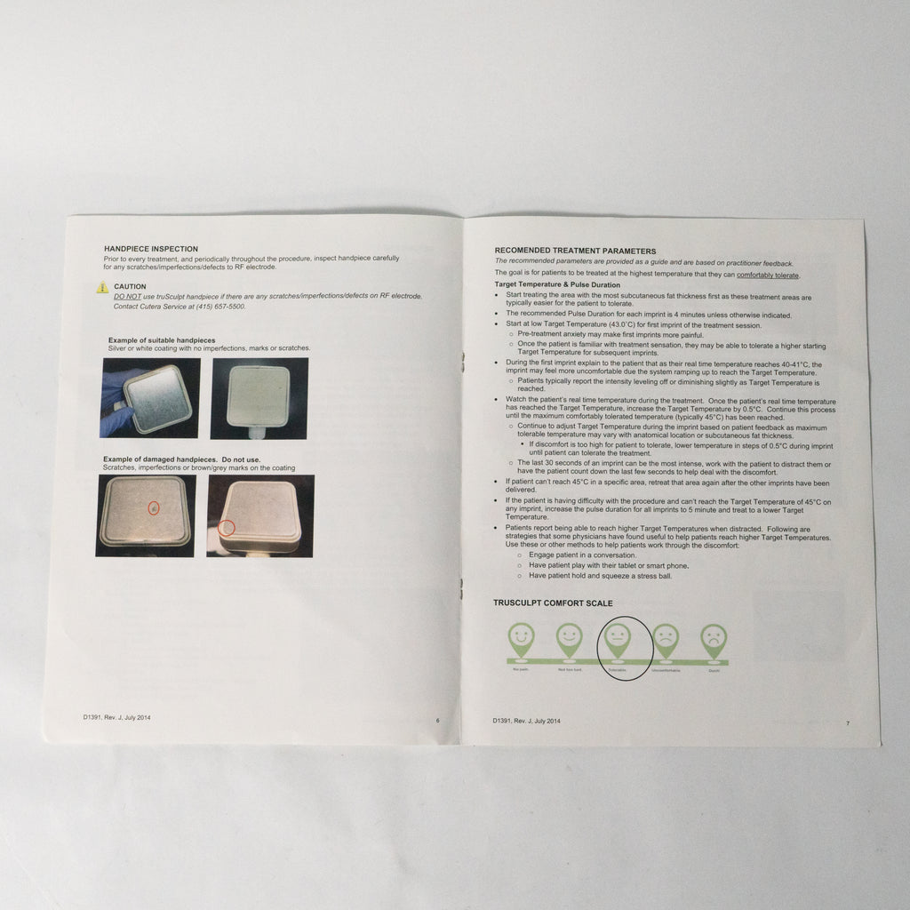 Cutera TruSculpt Treatment Guidelines Booklet - D1391 - 11 Pages (July 2014)