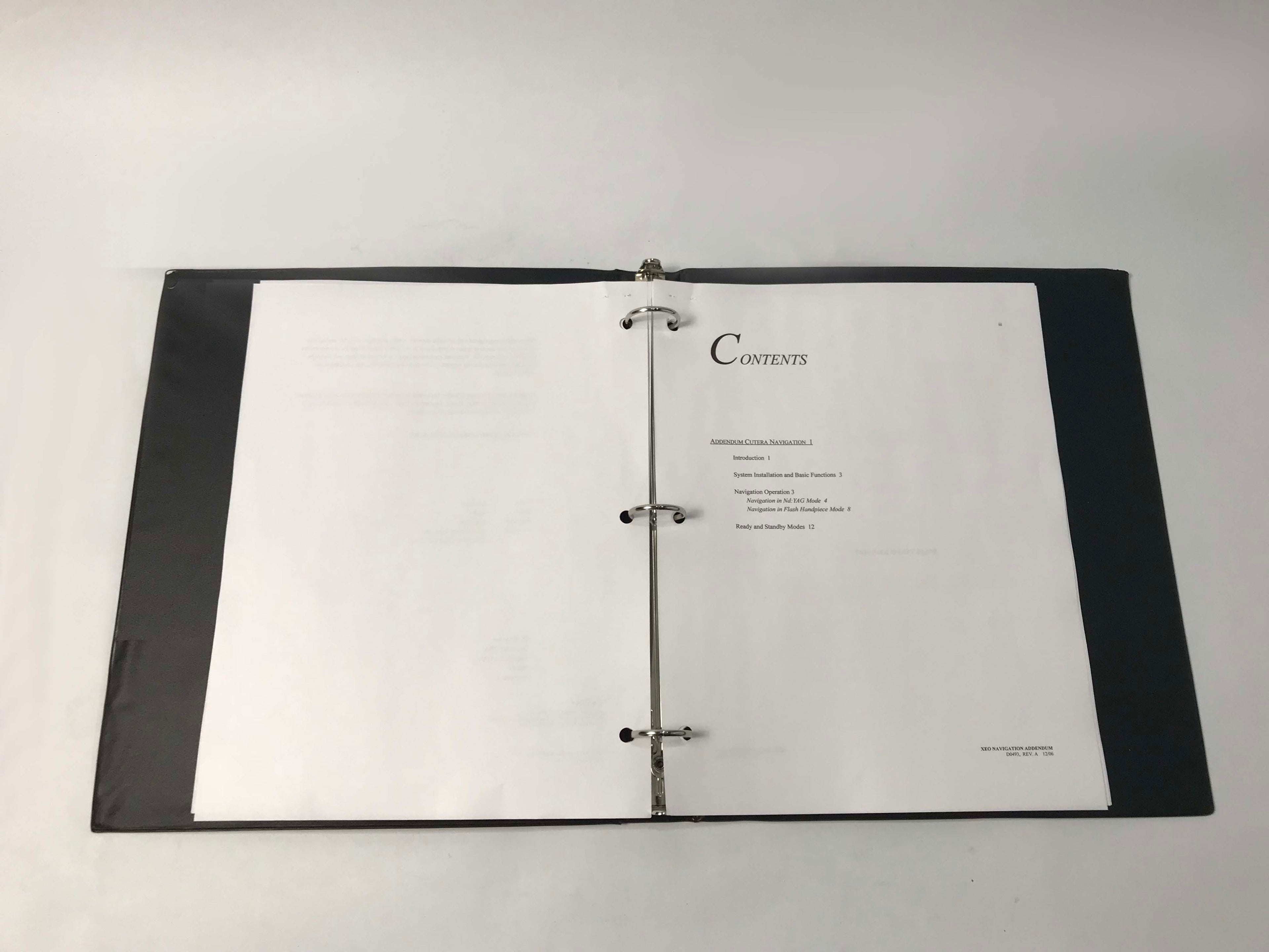 Cutera Xeo Laser System Interface Navigation Addendum 1 Manual 2006 REV A