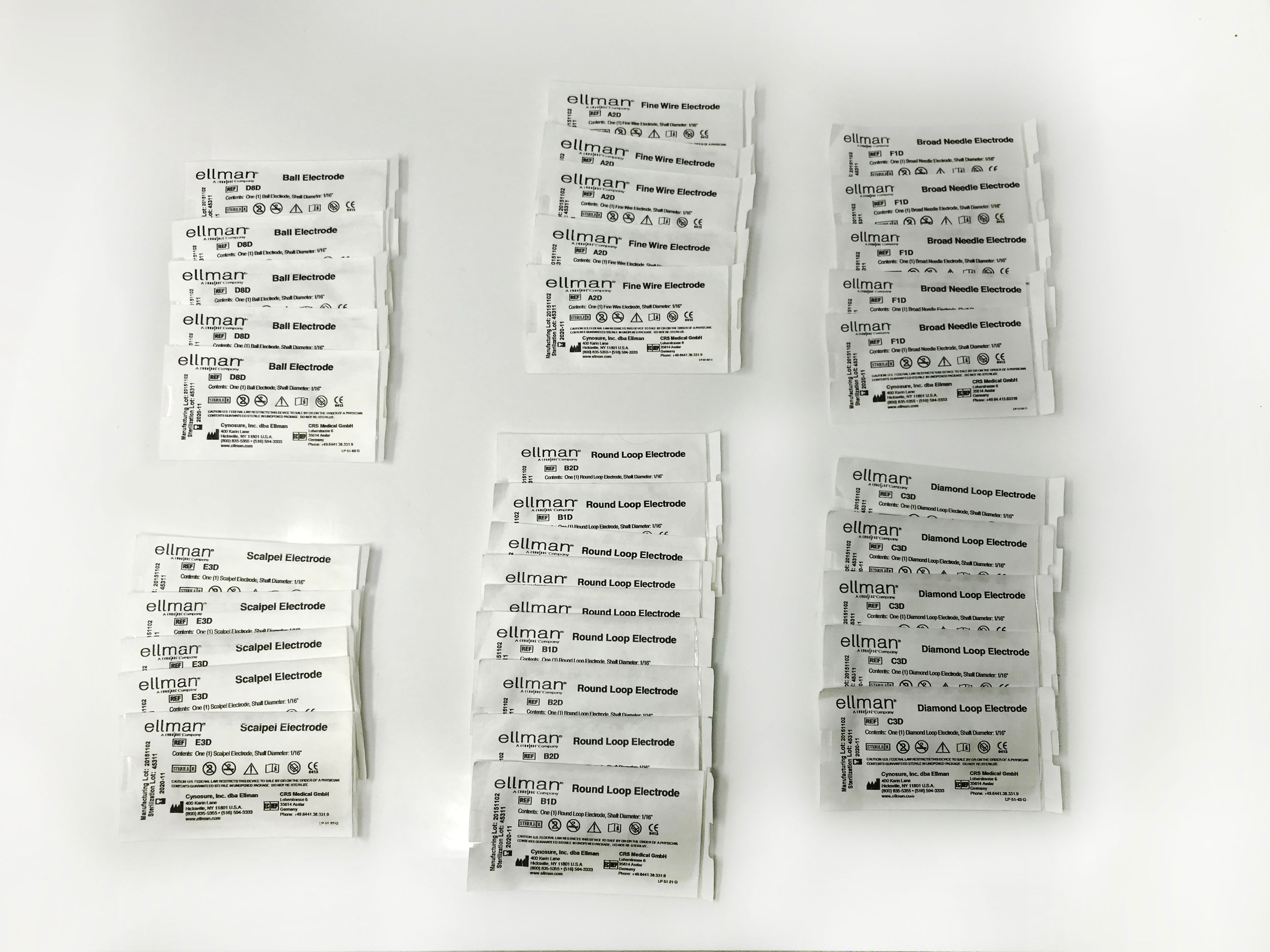 CynoSure Ellman Pelleve RF DSEP40 1/16" Shaft Assorted Electrodes B1D 34 Count