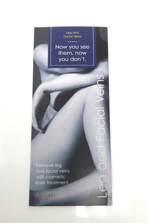 CynoSure Leg and Facial Vein Cosmetic Laser Removal Marketing Brochure 100-Pack