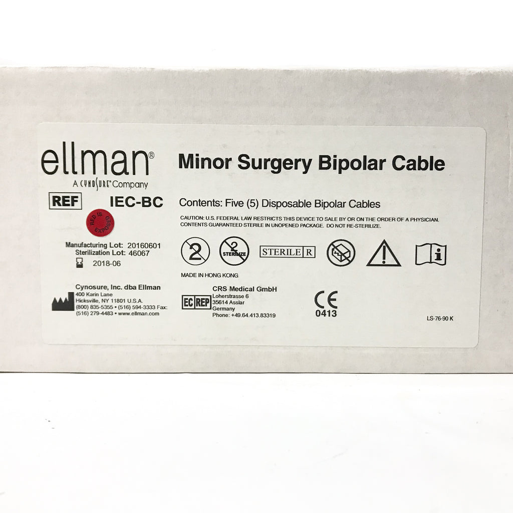 CynoSure RF Electrosurgery Bipolar Cable ELLMAN IEC-BC Return Cables New 30Ct