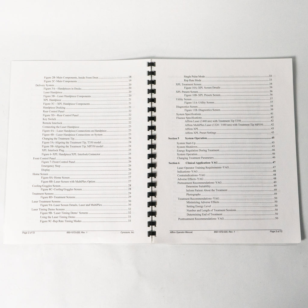 Cynosure AFFIRM Operator & Clinical Reference Manuals * 850-1072-020 920-284-000