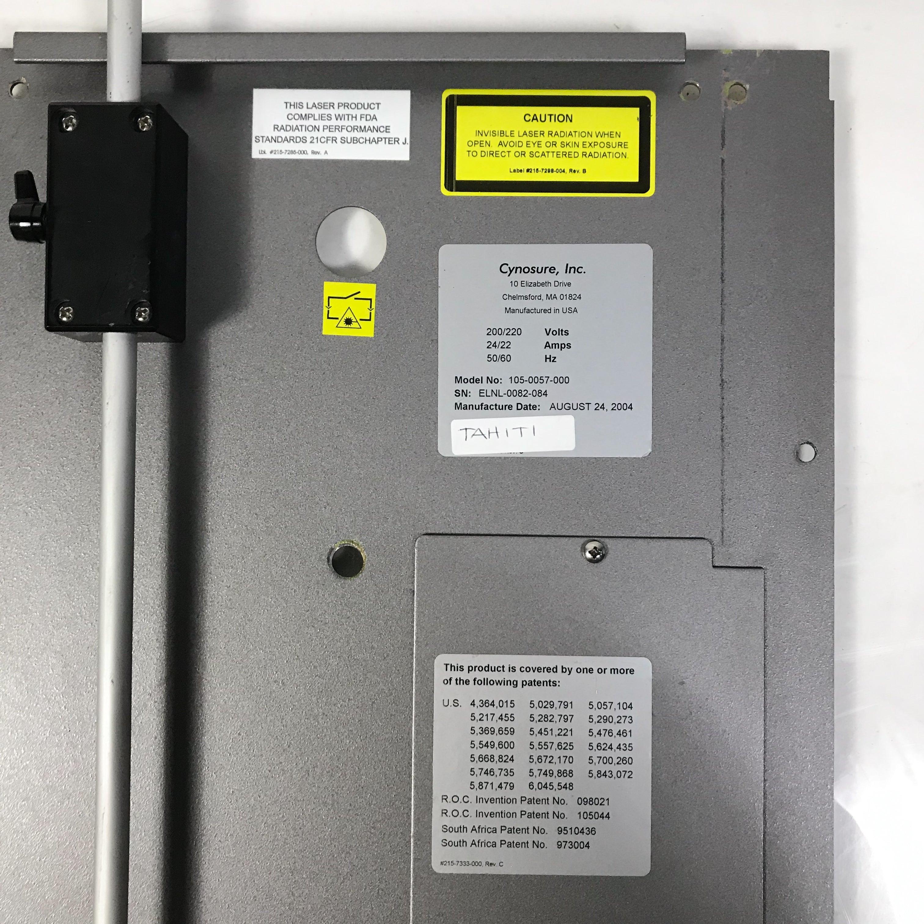 Cynosure Apogee Elite ELNL Laser REAR PANEL FIBER POLE Mast PARTS UNIT
