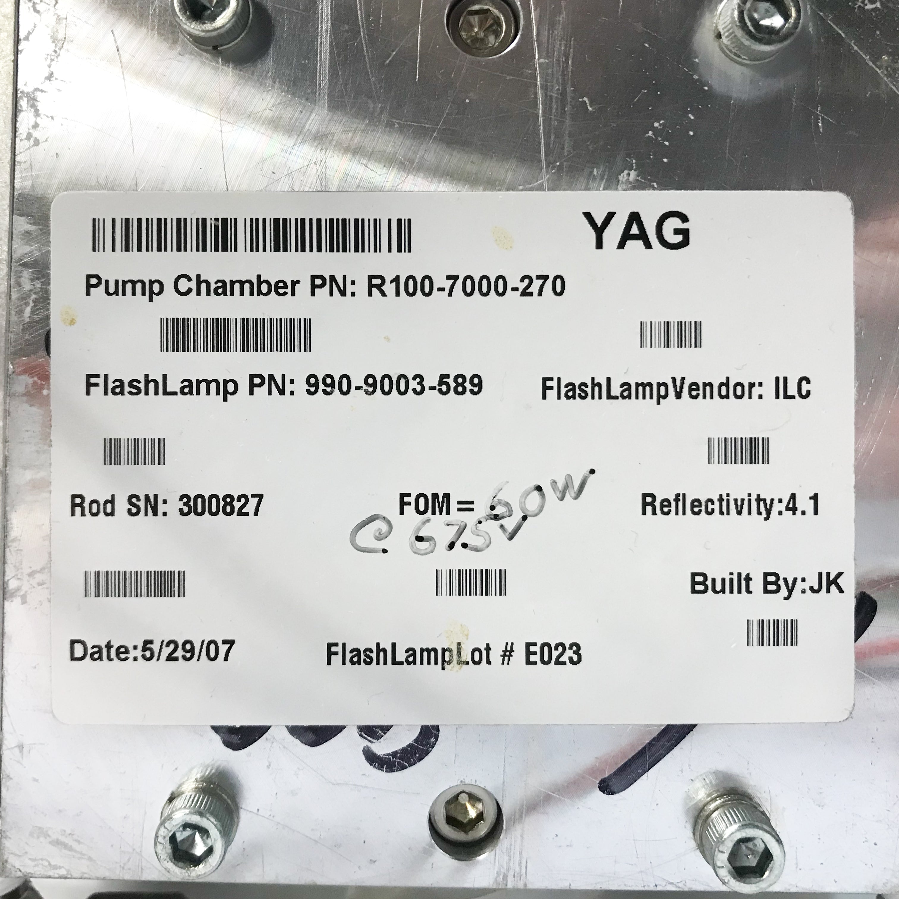 Cynosure Apogee Elite ELNL Laser RESONATOR RAIL MODULE PARTS AS-IS