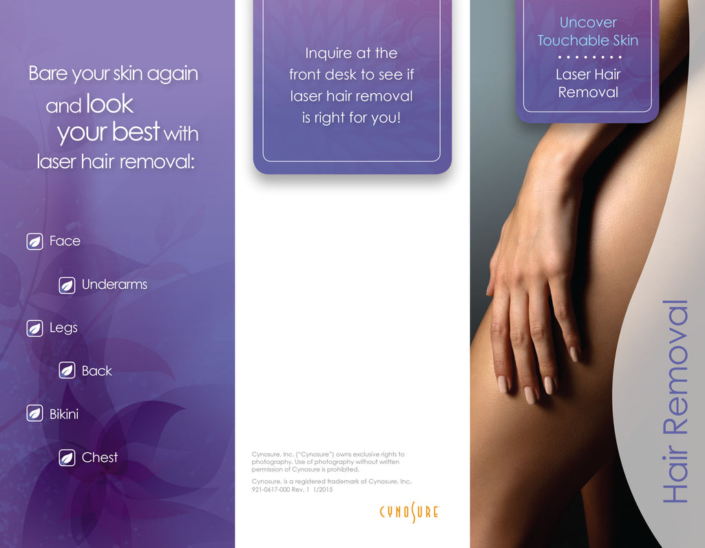 Cynosure Elite Laser Hair Removal Patient Marketing Brochure Pamphlets 100 Pack