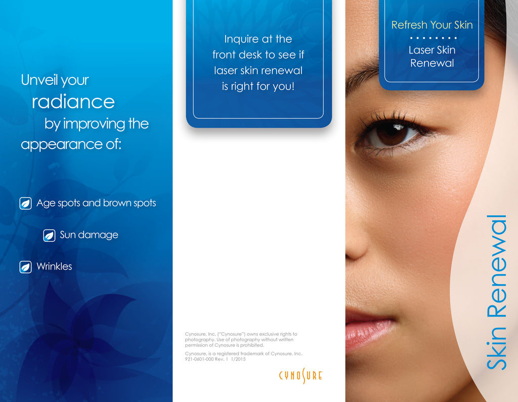 Cynosure Elite Laser Skin Renewal Patient Marketing Brochure Pamphlet 100 Pack