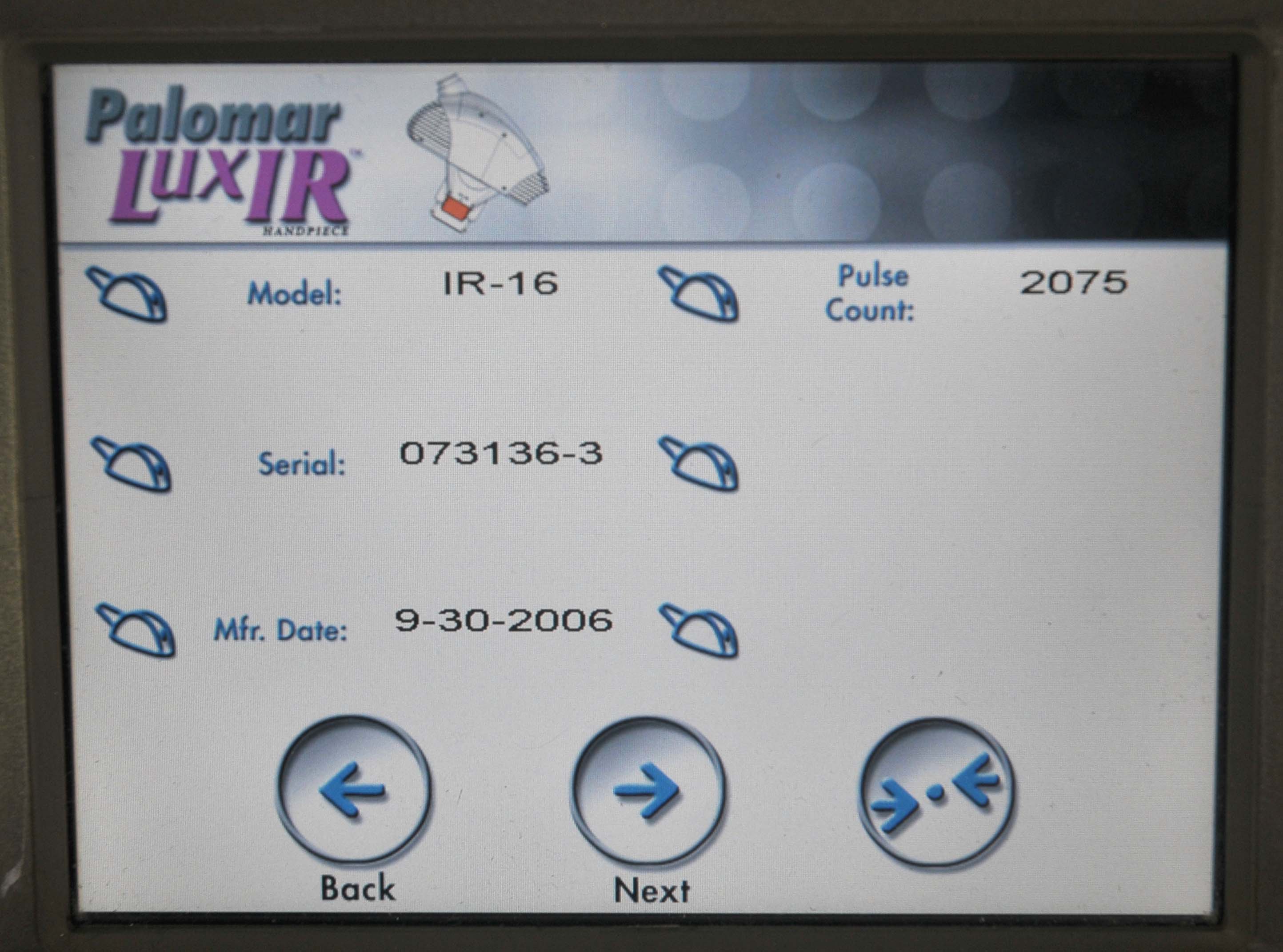 Cynosure Palomar LuxIR Fractional Handpiece Starlux 300/500 Lux IR Low Shots