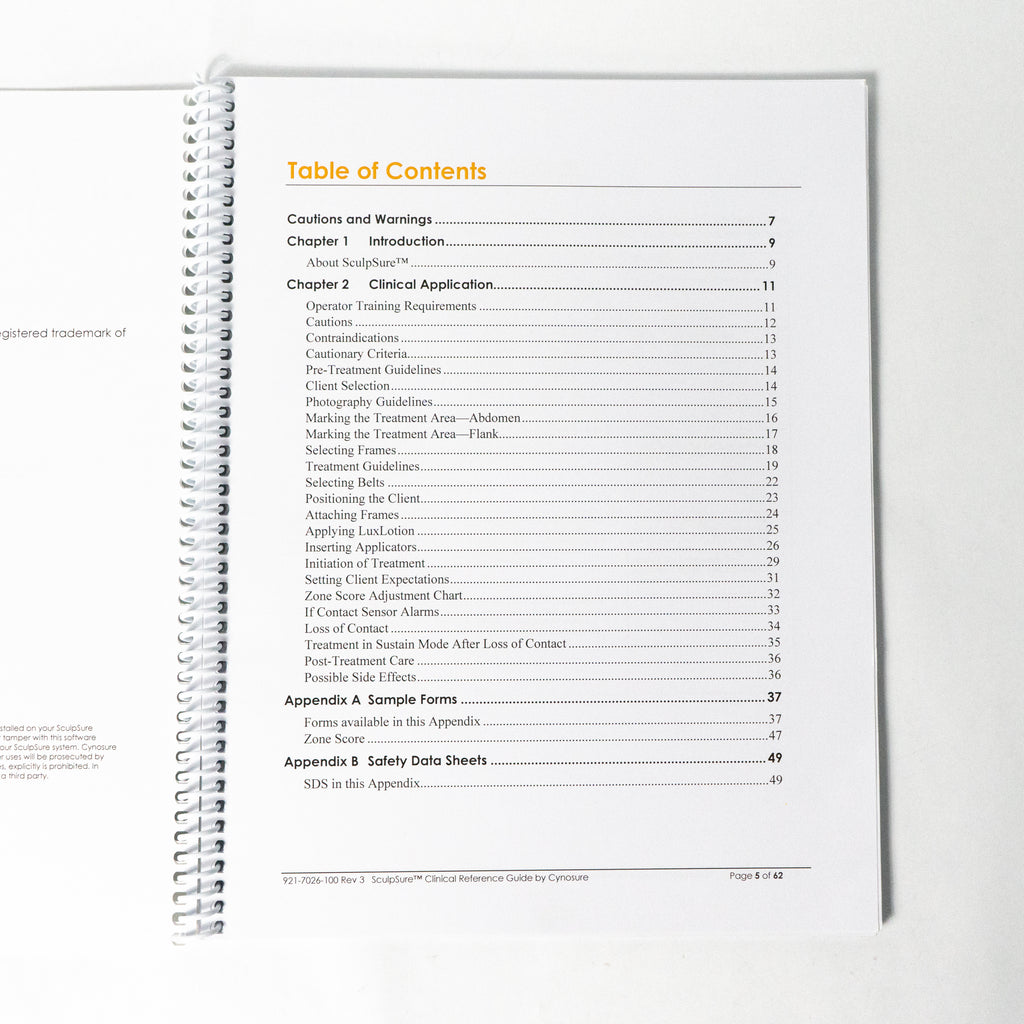 Cynosure SculpSure Laser System CLINICAL REFERENCE MANUAL 921-7026-100 REV 3
