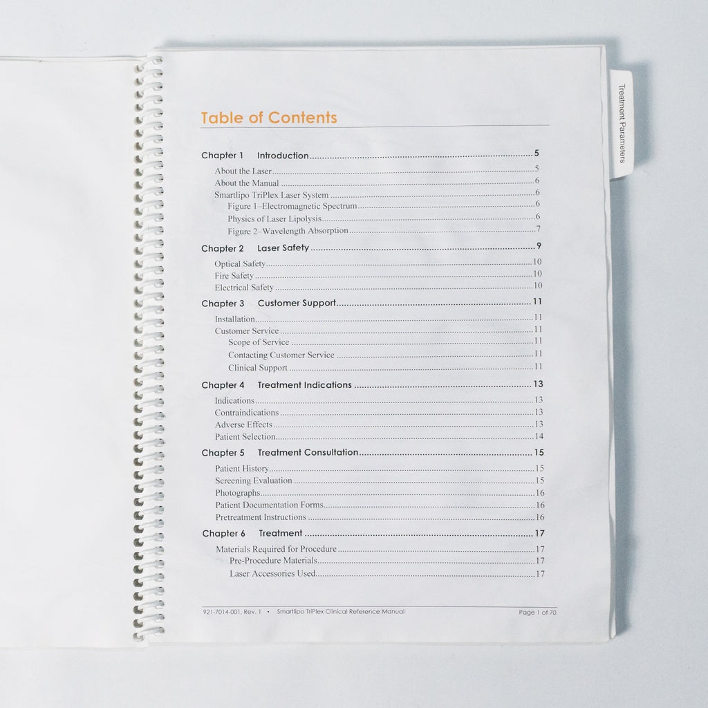 Cynosure SmartLipo Triplex Laser Clinical Reference Manual 912-7014-001