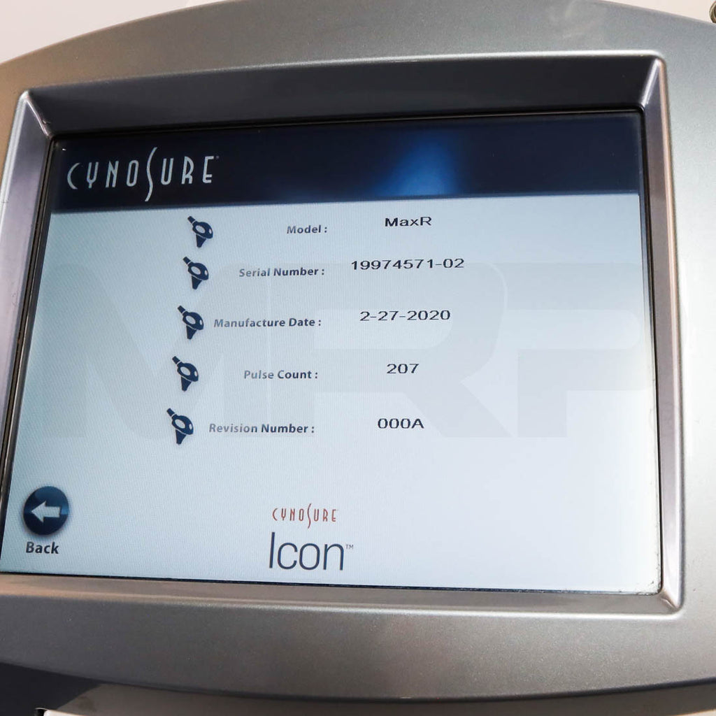2015 Palomar Cynosure Icon System MaxR Handpiece Screen