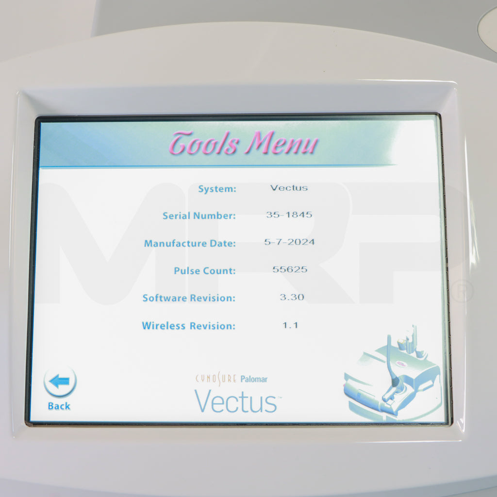 2024 Cynosure Palomar Vectus System Screen