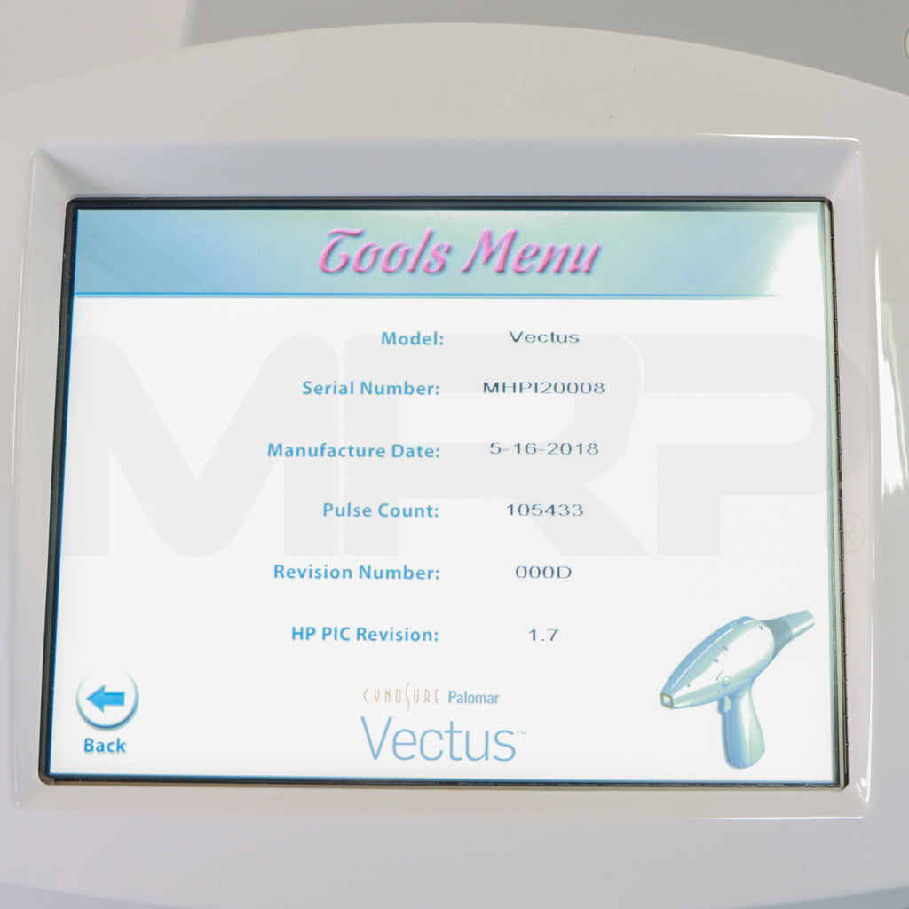 2024 Cynosure Palomar Vectus System Handpiece Screen
