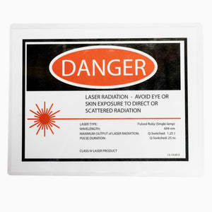 "DANGER" Laser radiation Warning Sign - Pulsed Ruby Class IV Laser Product