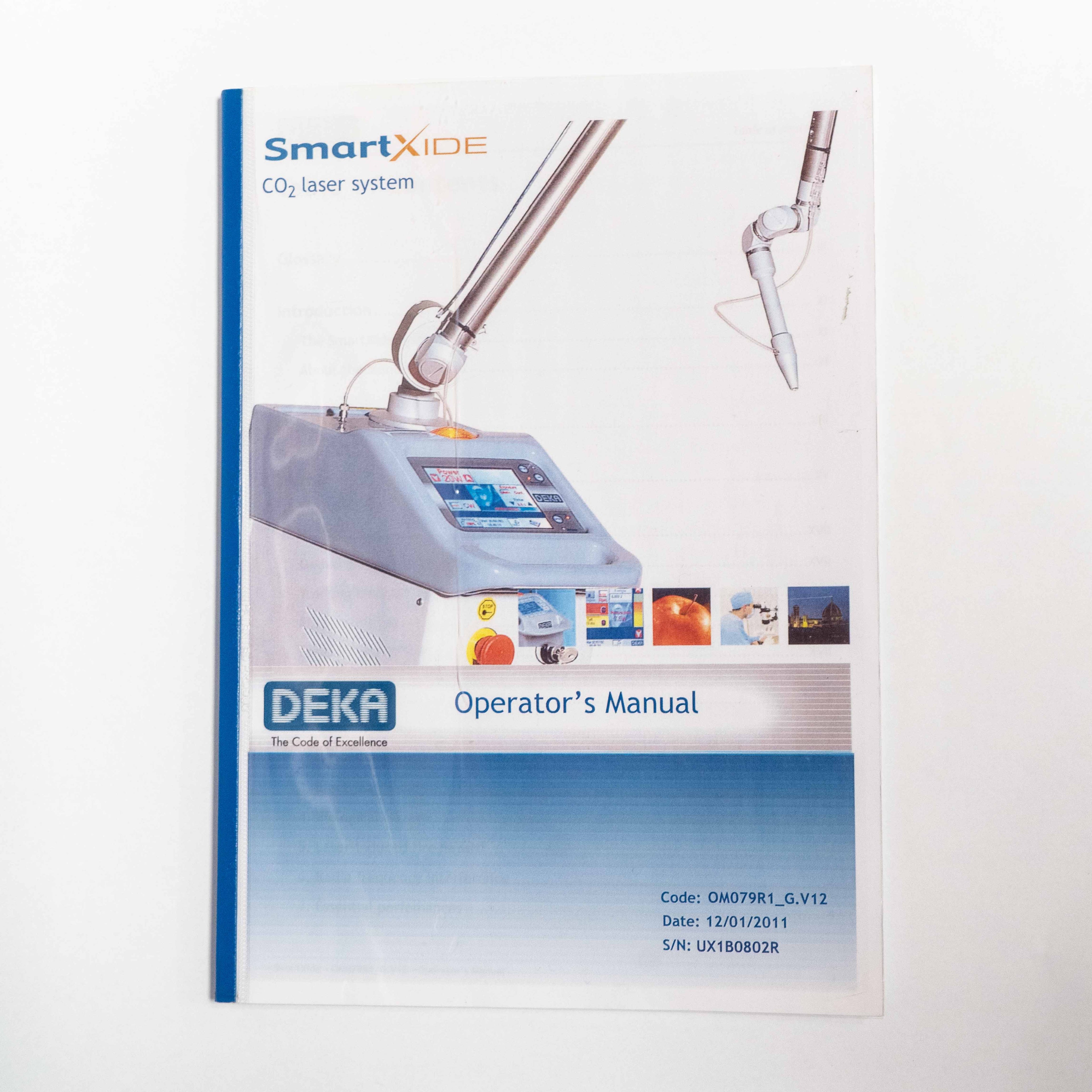 DEKA 2011 SmartXide Co2 Laser System OPERATOR'S MANUAL - UX1B0802R (68 pg)