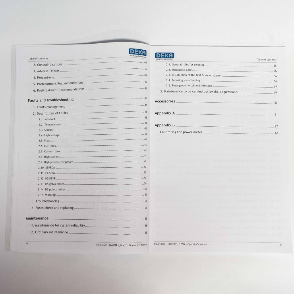 DEKA 2011 SmartXide Co2 Laser System OPERATOR'S MANUAL - UX1B0802R (68 pg)