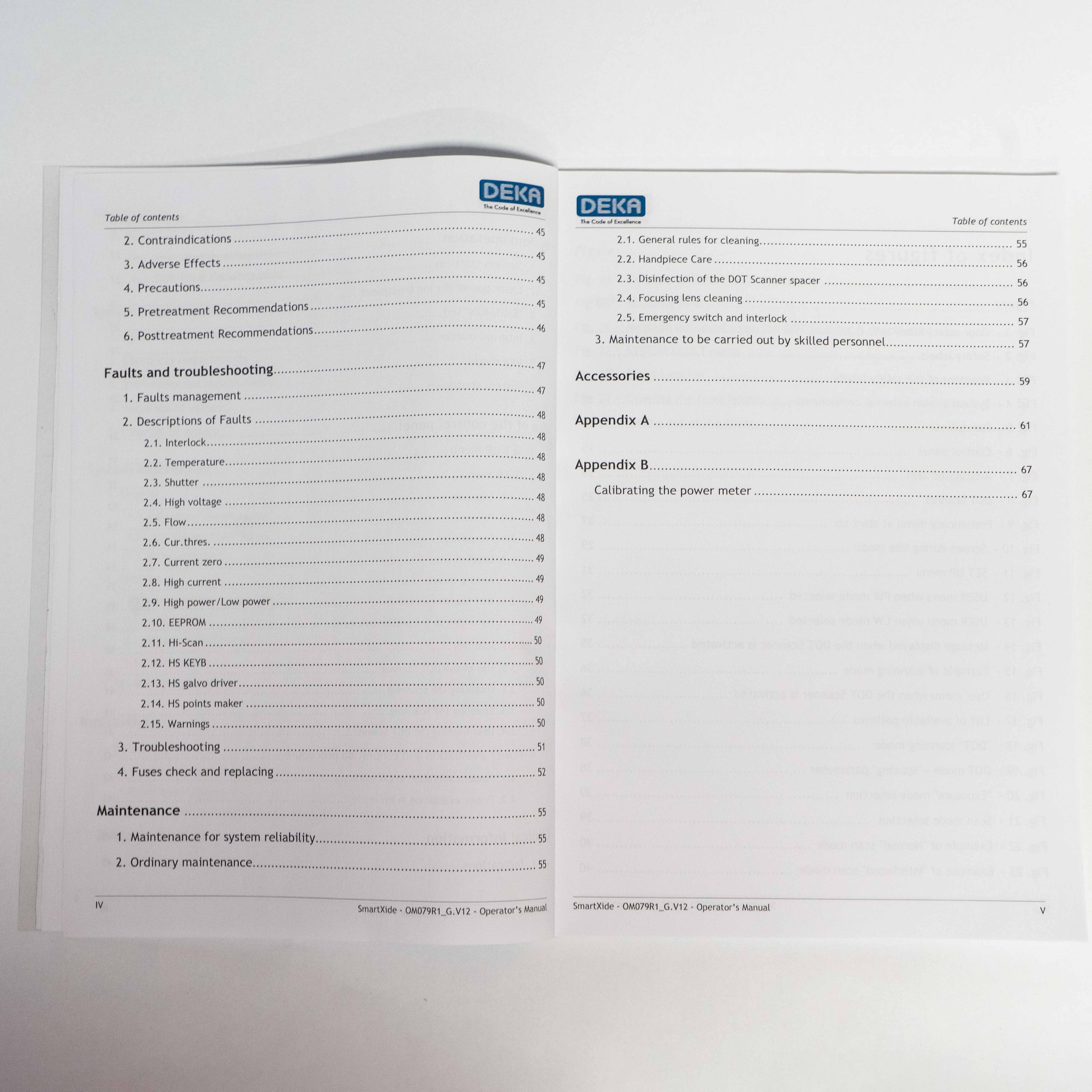 DEKA 2011 SmartXide Co2 Laser System OPERATOR'S MANUAL - UX1B0802R (68 pg)