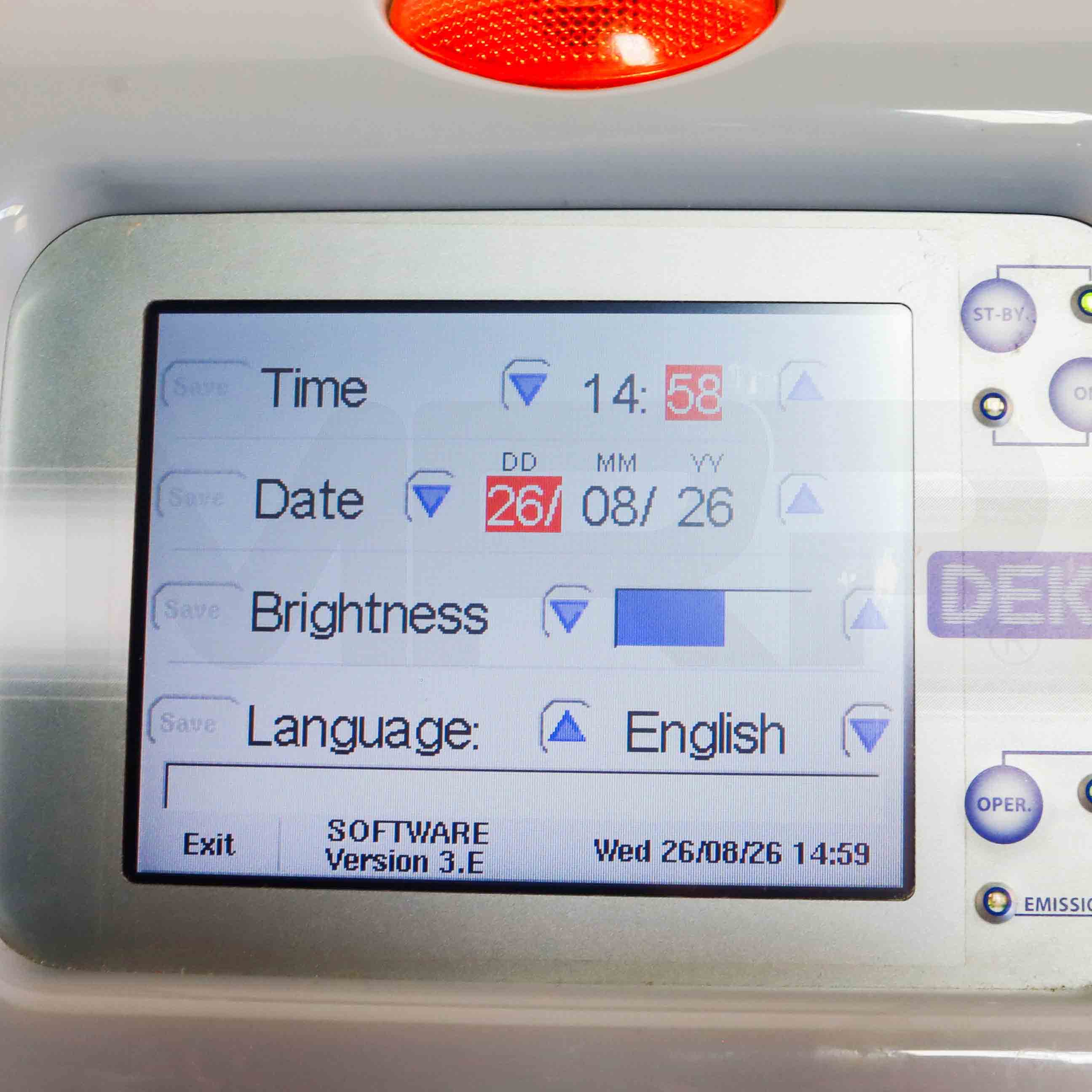 2012 DEKA SmartXide 50 DOT System Info Screen