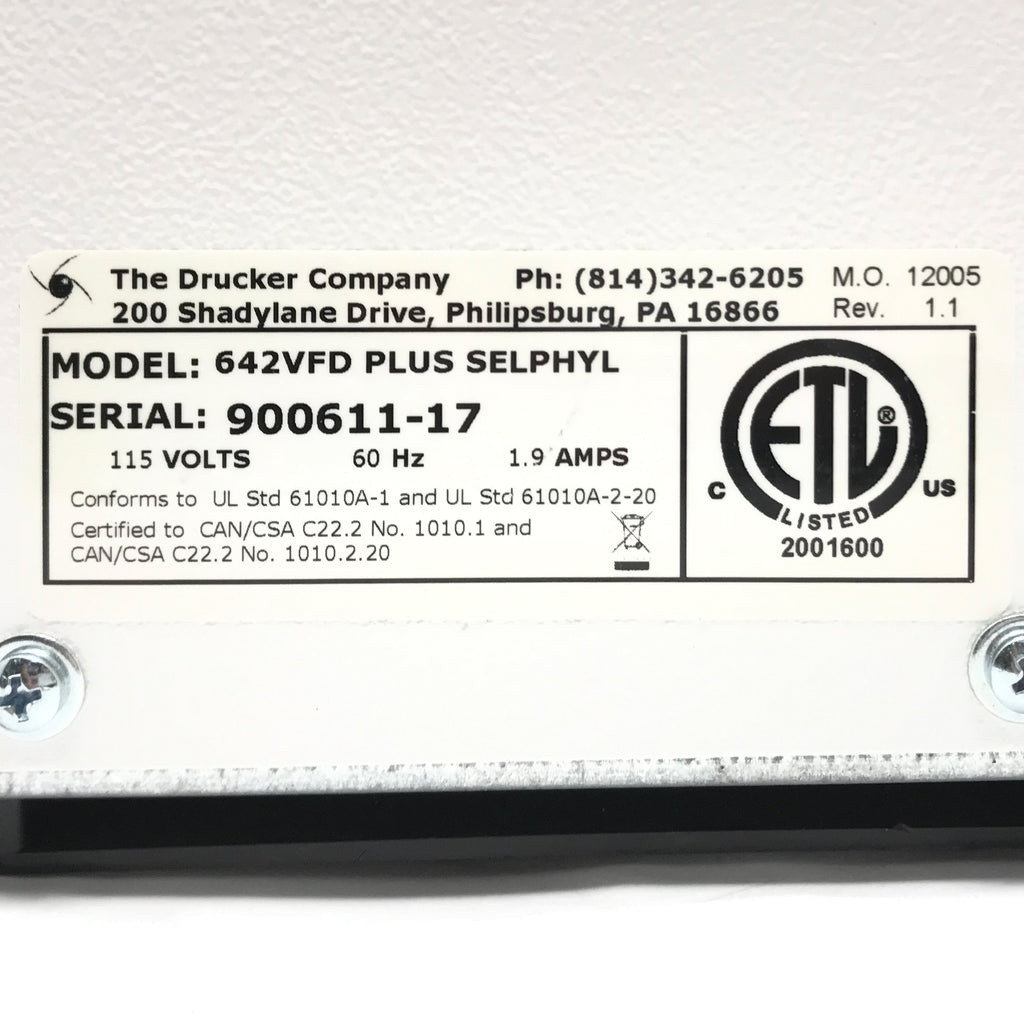 Drucker Company 642VFD Plus Sephyl PRP Plasma Centrifuge Aesthetic Factors