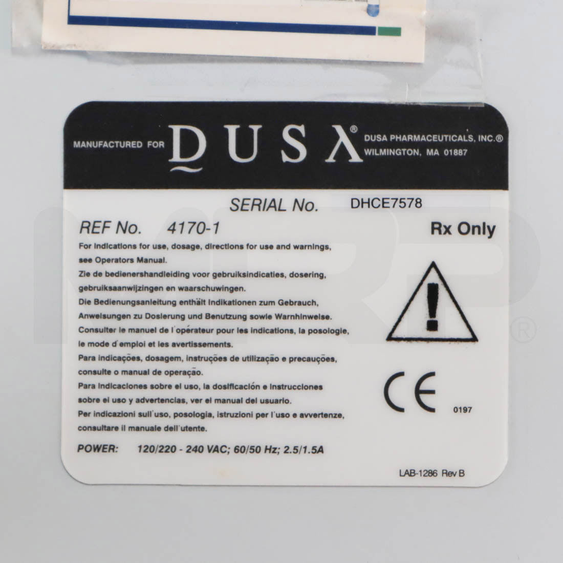 DUSA BLU-U System Label
