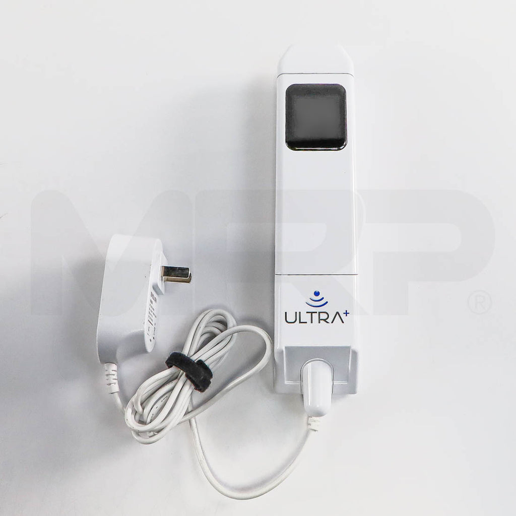 AMP ULTRA+ handheld device front with power adapter