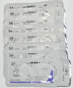 Ethicon 3-0 Coated VICRYL J497 Undyed Braided Reverse Cutting Suture LOT/8Pcs