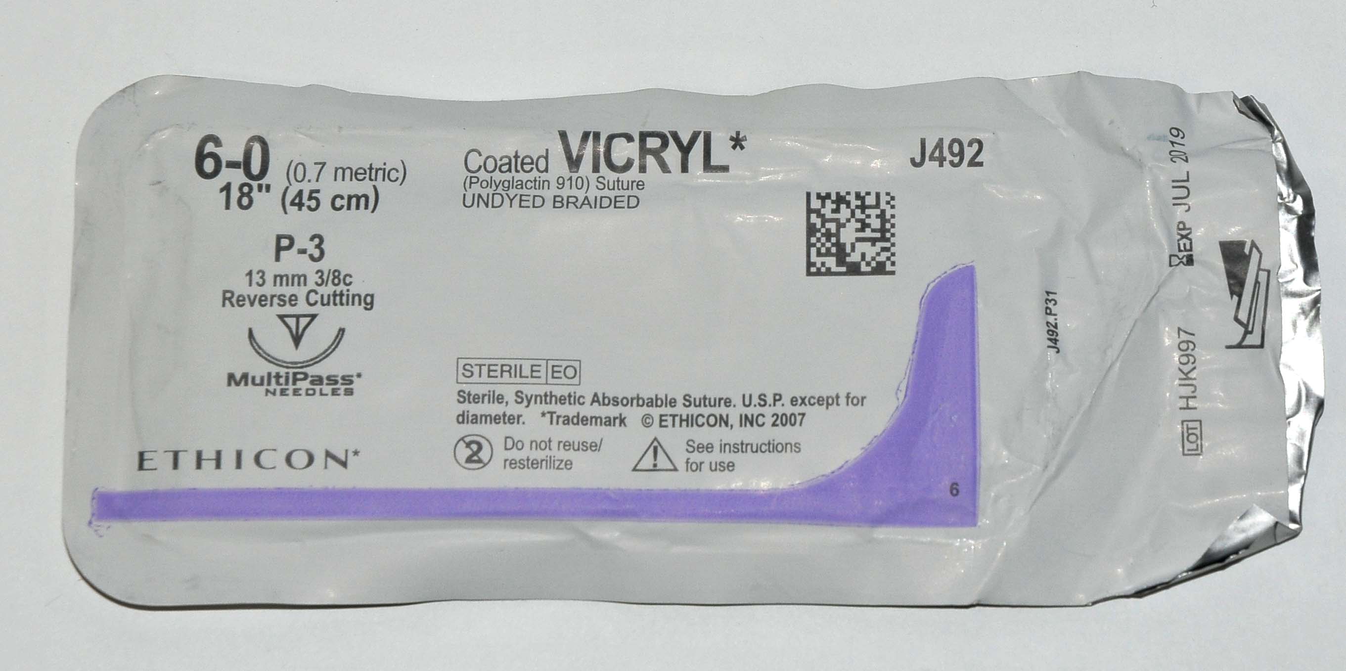 Ethicon 5-0 6-0 Coated VICRYL Sutures J385 J492 Braided Reverse Sutures LOT x5