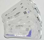 Ethicon 5-0 Coated VICRYL J494 Undyed Braided Reverse Cutting Suture x 6Pcs