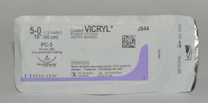Ethicon 5-0 J844 Coated VICRYL Undyed Braided Conventional Cutting Suture (x18)