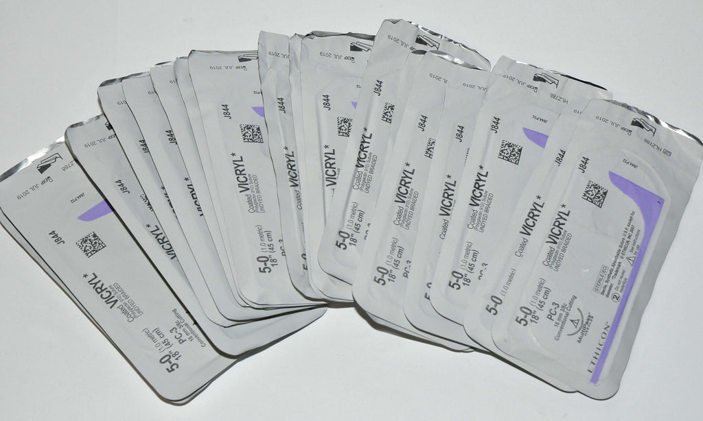 Ethicon 5-0 J844 Coated VICRYL Undyed Braided Conventional Cutting Suture (x18)