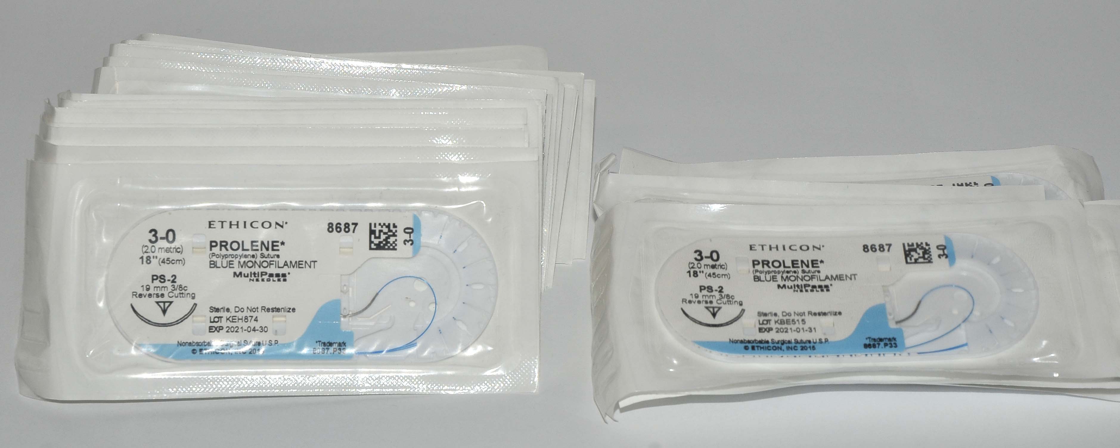 Ethicon PROLENE 3-0 #8687 Blue Monofilament 18" Reverse Cutting Suture (24 Pcs)