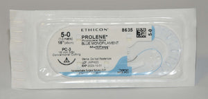 Ethicon PROLENE 5-0 #8635 Blue Monofilament 18" Conventional Cutting Suture x17