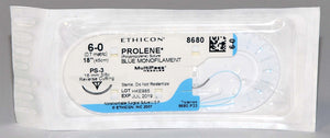 Ethicon PROLENE 6-0 #8680 Blue Monofilament 18" Reverse Cutting Suture (Qty: 15)