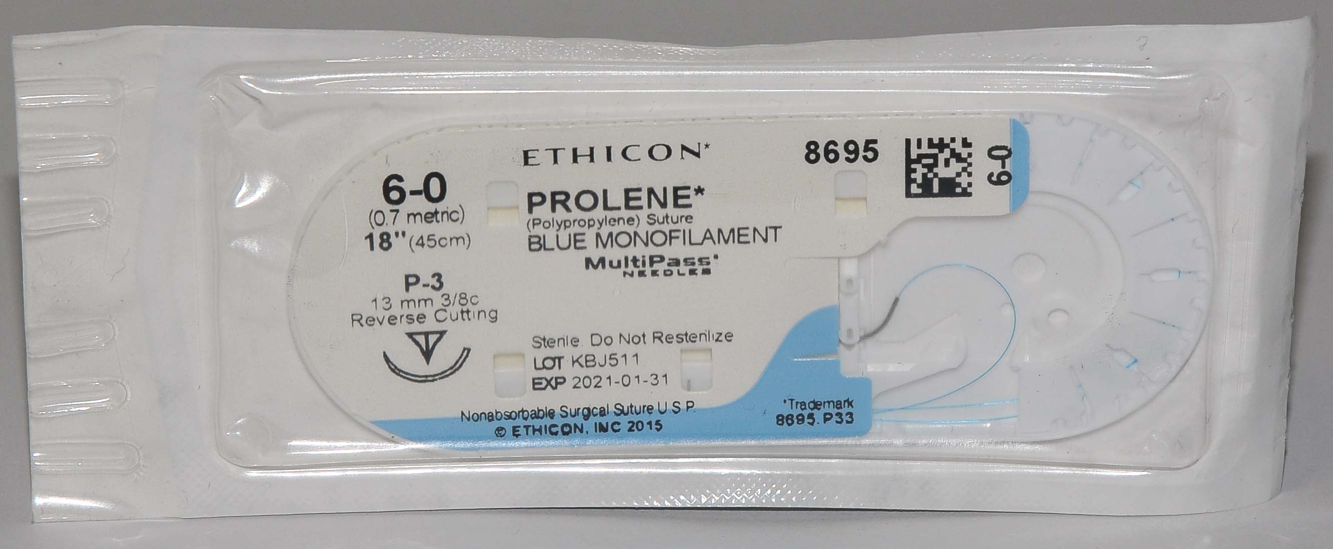 Ethicon PROLENE 6-0 #8695 Blue Monofilament 18" Reverse Cutting Suture LOT x12