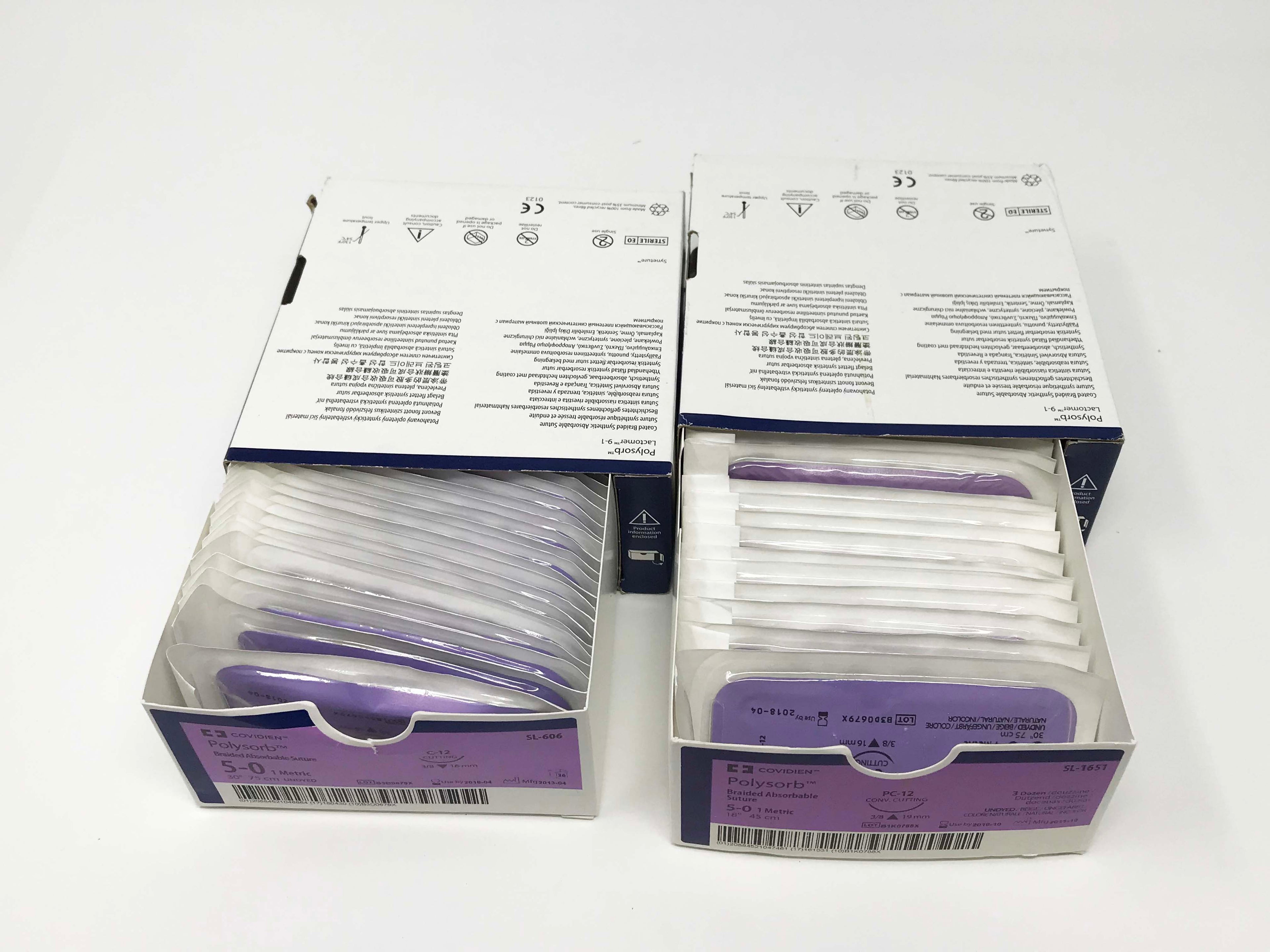 Expired Covidien Polysorb Braided Absorbable Sutures 5-0 SL1651/SL-606 Lot of 53