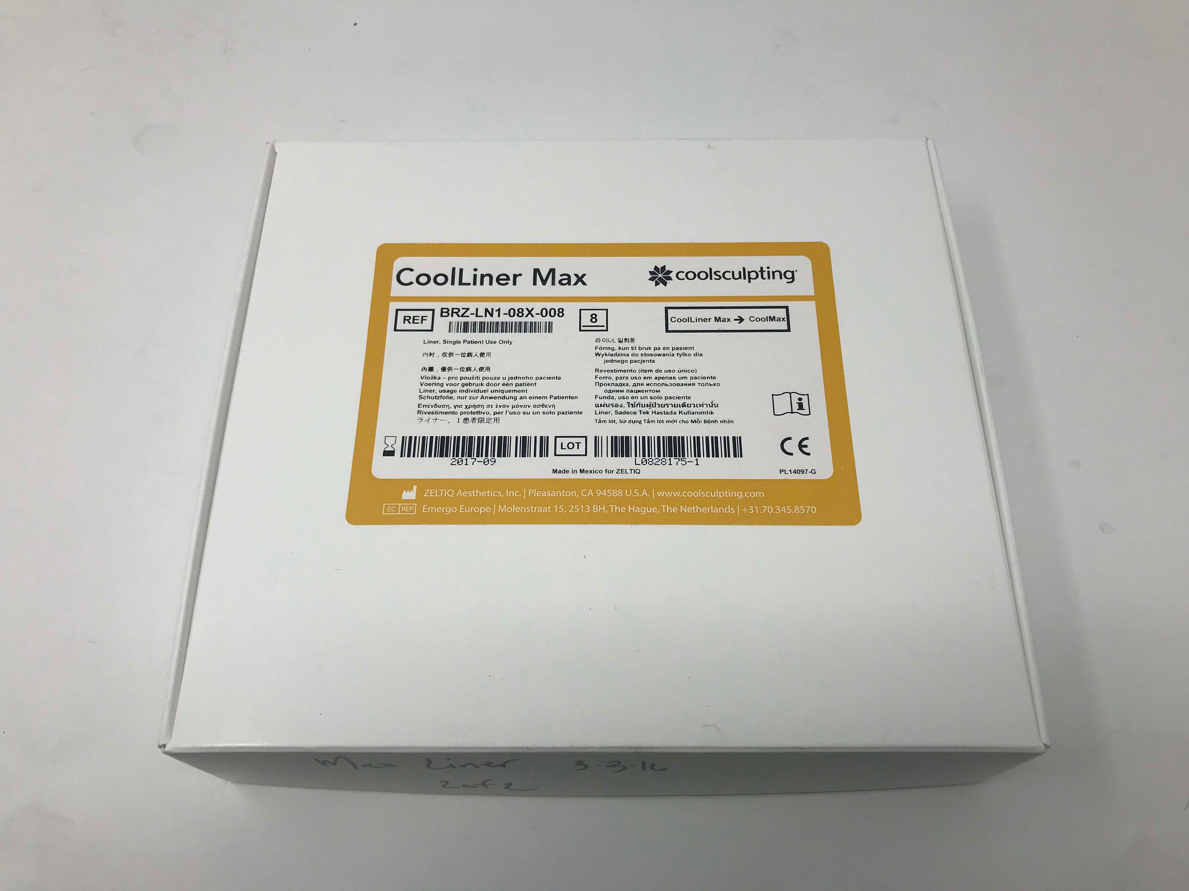 Expired Zeltiq CoolSculpting CoolLiner Max Liners BRZ-LN1-08X-008 Box of 8