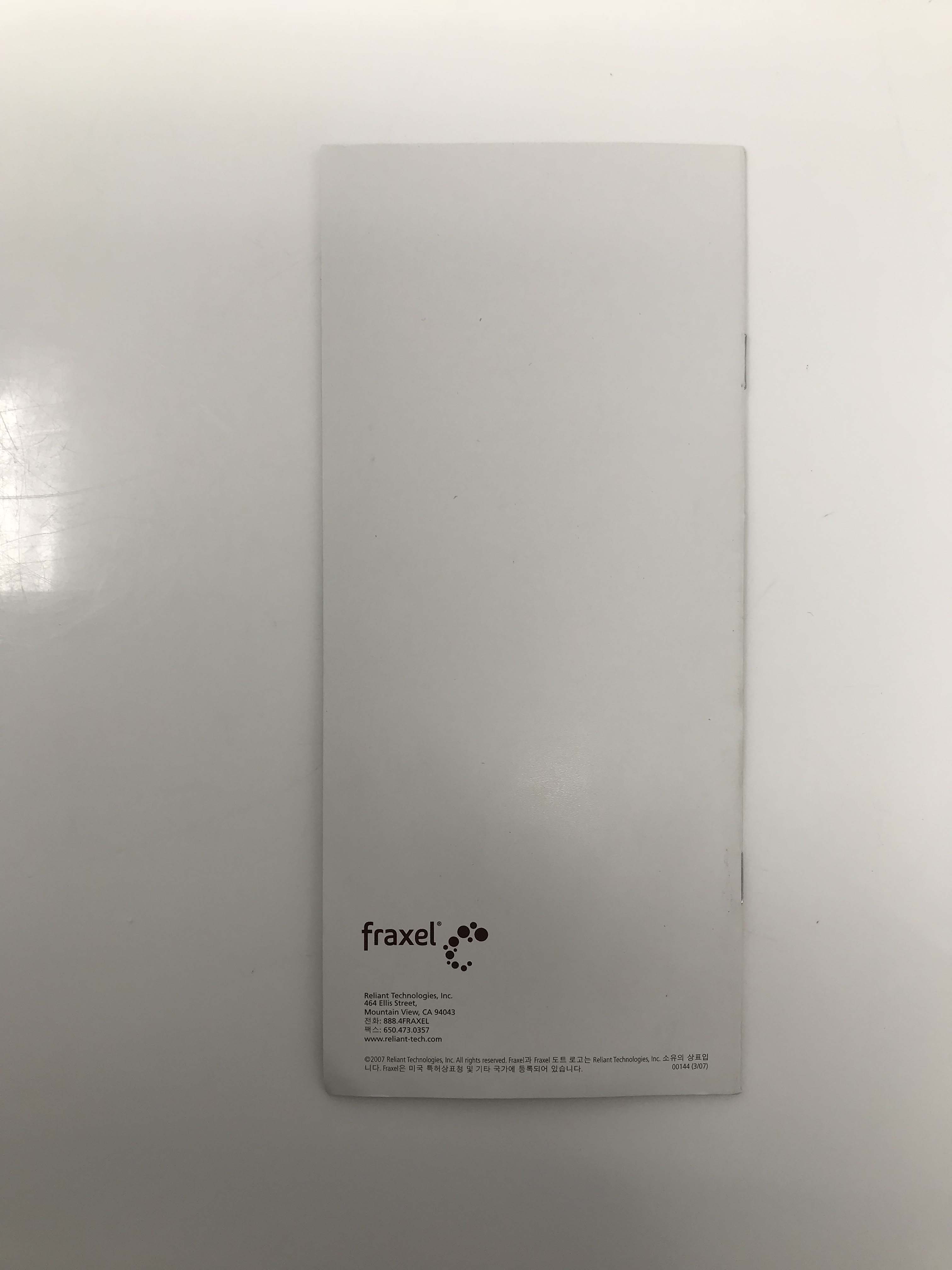 Fraxel Fractional Skin Resurfacing Rejuvenation Laser Korean Patient Brochures