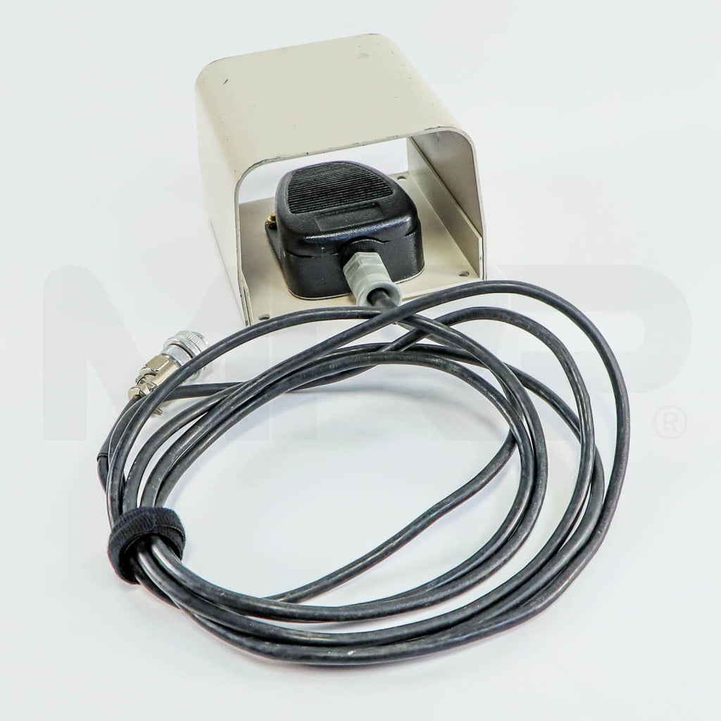Front view of ConBio MedLite IV foot pedal with cable and metal circular connector